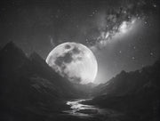 Starry Night Wallpaper Moon Removable Mountain Wall Mural design
