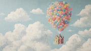 Whimsical Sky Wallpaper Balloons House Removable Wall Decor design
