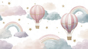 Hot Air Balloons Wallpaper Clouds Removable Rainbow Wall Mural design